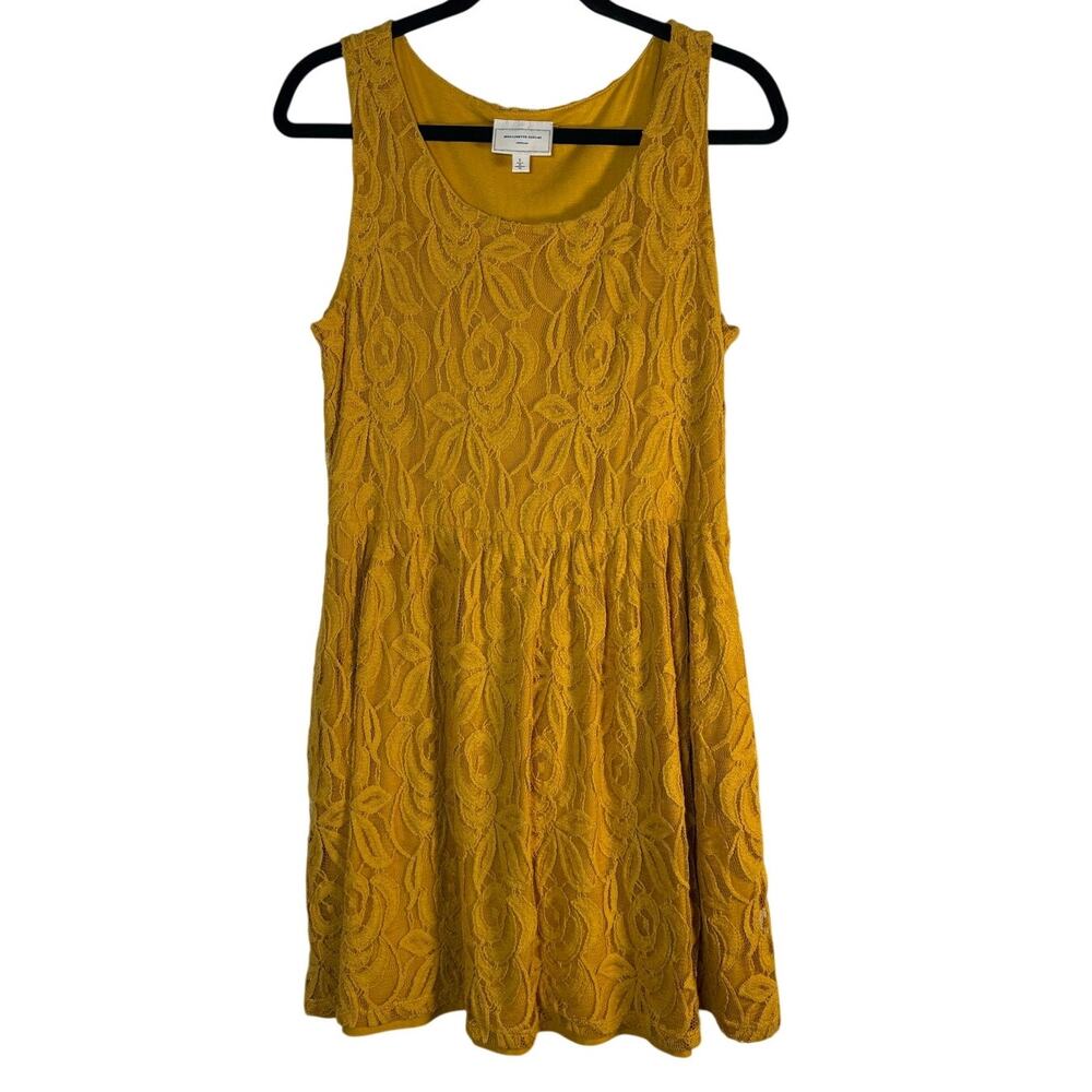 Anthropologie Moulinette Soeurs Yellow Floral Lace Dress Sleeveless Mini Sun L